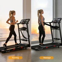 Tapis de course pliable 2-en-1 pour usage domestique avec fonction massage, tapis de marche portable et bureau intégré pour le fitness