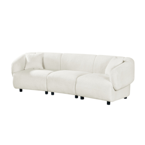 Designed Contemporary 3-Seater <b>Sofa</b> Set Beige Boucle Convertible Plush Seating Streamlined Design Durable Wood <b>Legs</b> Frame - Product Image 1