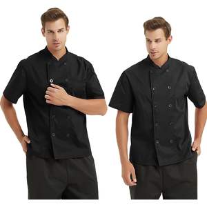 2025 veste de Chef à manches courtes personnalisée uniforme en toile personnalisé avec nom et Logo pour le Service alimentaire pour Restaurant Hôtel Utilisation - Product Image 2