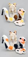 Ensemble oreilles, queue et pattes de chaton tricolores faites à la main, accessoires de performance pour costume de fête d'Halloween, bandeau et mitaines en peluche Kawaii Lolita