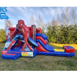 Cool Commercial PVC Kids Inflable Spider Man Bounce House Jumping <span class=keywords><strong>Castillo</strong></span> hinchable con tobogán para eventos de alquiler de fiestas - Product Image 1