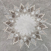 Nappe ovale en dentelle jacquard tissée 100% polyester, tissu vintage anti-taches, couvre-table décoratif assorti