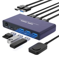 Commutateur KVM USB 3.0 HDMI 2 ports 4K 60Hz pour 2 PC partageant 1 moniteur et un clavier/souris/imprimante avec contrôleur de bureau