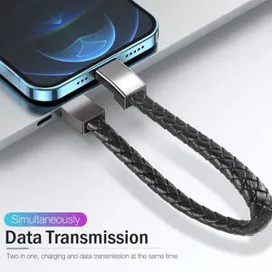 Nuevo producto 2023 Cable de cuero PU para Android para iphone 3 colores cable USB pulsera cargador cable de datos para teléfono móvil