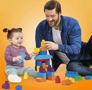 <span class=keywords><strong>MEGA</strong></span> BLOKS First Builders Set di Blocchi di Plastica per Bambini, Grande Borsa da Costruzione con 80 Pezzi e Contenitore Blu, Età 1-12 Mesi - Product Image 2