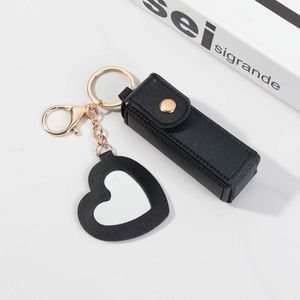 Wholesale PU Lipstick Storage Keychain With Mirror, Brand Logo Promotional Giveaway for Beauty Salon Cosmetic Shop Reward Gift - Product Image 4