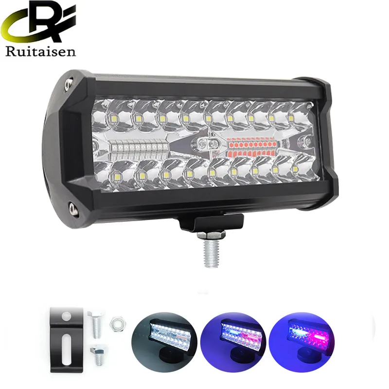 Ruitaisen 7 inç LED iş lambası şeridi 120W nokta ışın çift sıra Ultra ince barra led 4x4 için araba traktör tekne kamyon SUV ATV 12V 24V