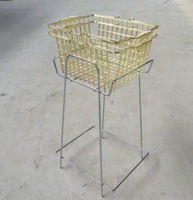 Panier de rangement en fil métallique empilable doré avec double poignée