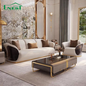 उच्च अंत लक्जरी 1 2 3 सीटर सोफे वास्तविक चमड़े के एकांत सोफे असली चमड़े के साथ नवीनतम डिजाइन घर होटल विला सोफा कॉफी टेबल सेट के साथ - Product Image 3