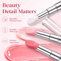 Pinceau applicateur de maquillage portable en silicone pour les lèvres avec capuchon transparent, pointe souple et flexible, marque privée OEM