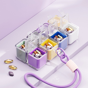 Caja de Almacenamiento de Medicamentos Magic Cube de 8 Compartimentos, Sellada, a Prueba de Humedad, Esencial para Viajes, con Cuerda para Colgar, Solución de Almacenamiento - Product Image 5