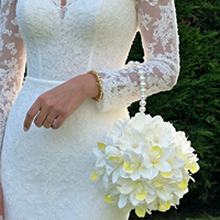 Bouquet de mariée en perles blanches, bouquet de mariage artificiel, bouquet de fleurs en perles fait main pour la mariée