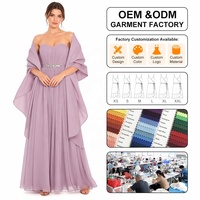 Robe longue de soirée élégante en mousseline plissée, coupe bustier légèrement échancrée, personnalisable pour femme