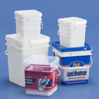 Vente en gros de seaux carrés en plastique transparent de qualité alimentaire IML personnalisés de 20L 5 gallons avec couvercle et poignée