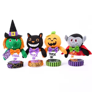 Lọ Kẹo Halloween Tiệc Halloween Bằng Nhựa Trong Suốt Mới Với Đầu Búp Bê Hoạt Hình Bí Ngô