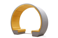 Ensemble de canapé de réunion en cuir moderne en forme de C avec canapé-lit rond pour zones de réception à domicile/bureau cadre en métal
