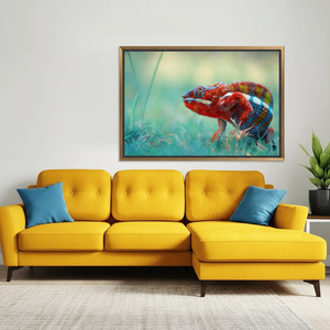 Modern Chameleon Print Canvas: Vibrant Reptile Artwork Decor,<b>GOLD</b> <b>FRAMED</b> CANVAS - Product Image 3