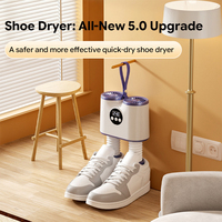 Séchoir à chaussures portable silencieux 150W avec double conduits d'air et minuterie 55°C pour bottes, chaussures de bébé, gants et chaussettes