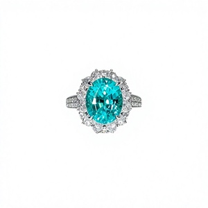 Bague de fiançailles et de cocktail ovale en saphir plaqué or rhodié, design glamour d'usine, cadeau de mariage pour femme - Product Image 3