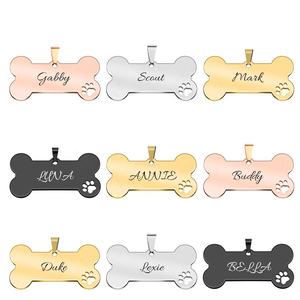 Logo en forme d'os en acier inoxydable personnalisé Nom <span class=keywords><strong>Tel</strong></span> Pet Chien Chat Étiquettes d'identification Pendentif Porte-clés Accessoires pour animaux de compagnie - Product Image 6
