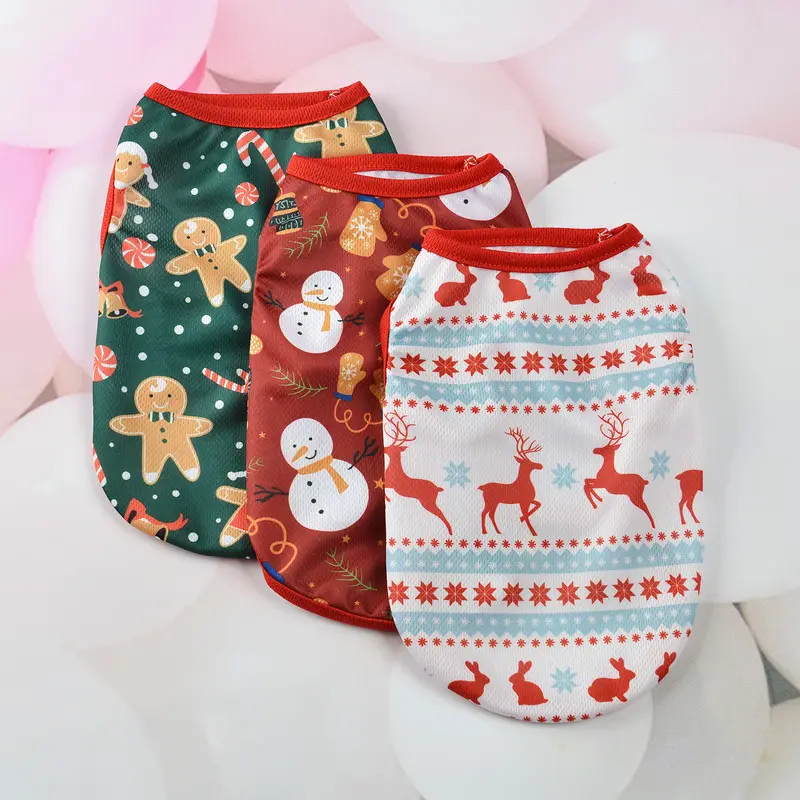Summer Dog Clothes Christmas Style Small Dog Clothes Comfortable Pet Clothes