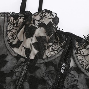 Sous-vêtements pour femme, lingerie sexy, soutien-gorge en dentelle brodée de roses, soutien-gorge à bretelles fines - Product Image 3