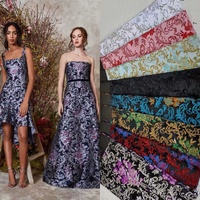 Tissu pour robe de femme en brocart coloré à motif floral, 180 g/m², double face, 100 % polyester, pour mariage, bureau, fête