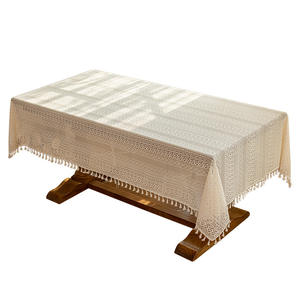 Elegant French Style Lace <b>Tablecloth</b> Rectangle Jacquard Weaving With Tassels For <b>Outdoor</b> Indoor Dining Decor - Product Image 3