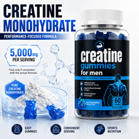 Gummies de créatine monohydrate 5000mg, 60 unités, marque privée OEM, directement de l'usine, pour la force musculaire et les performances sportives