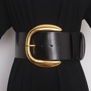 Nuevos Diseños Vintage de Cinturones Anchos de Cuero Genuino para Mujer con Hebilla de Latón en Forma de U para Decoración de Falda - Product Image 4