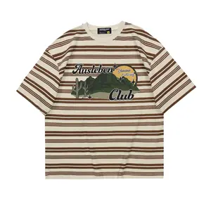 custom cotton crew neck tee shirt printing t shirt vintage striped t shirts t-shirt printing