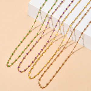 สร้อยคอลูกปัดเคลือบสีทอง18K แบบโบฮีเมียนสีสันสดใสเครื่องประดับ DIY กันน้ำ - Product Image 3