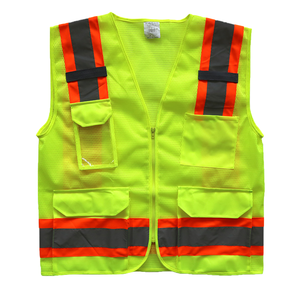 <span class=keywords><strong>Gilet</strong></span> de sécurité <span class=keywords><strong>haute</strong></span> <span class=keywords><strong>visibilité</strong></span> jaune <span class=keywords><strong>personnalisable</strong></span> avec logo pour travaux de construction et d'arpentage, en maille réfléchissante - Product Image 2