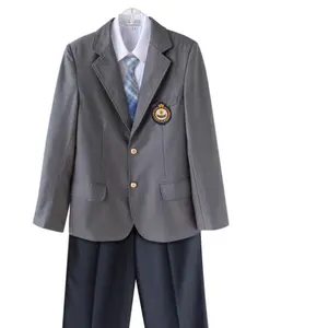 热销纽扣奖牌Jk制服裙子灰色套装女式夹克日本学生班级制服