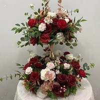 Nouvelles Tendances Mariage 2026 : Composition Florale Bordeaux Artificielle – Anthurium et Hortensia Verts Bordeaux pour Centre de Table de Fête