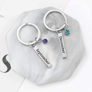 Pierre de naissance en métal porte-clés mois de naissance porte-clés en acier inoxydable chance pierre pendentif anniversaire cadeau sac porte-clés - Product Image 3