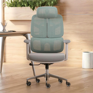 Chaise de <span class=keywords><strong>bureau</strong></span> pivotante réglable en hauteur avec appui-tête réglable + dossier en maille respirante + cadre en acier + roulettes - Product Image 1