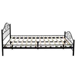 Lit double moderne <span class=keywords><strong>en</strong></span> <span class=keywords><strong>bois</strong></span> avec <span class=keywords><strong>sommier</strong></span> <span class=keywords><strong>à</strong></span> <span class=keywords><strong>lattes</strong></span> et base <span class=keywords><strong>en</strong></span> fer noir <span class=keywords><strong>pour</strong></span> chambre <span class=keywords><strong>à</strong></span> coucher et appartement, montage facile - Product Image 3