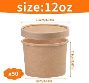 Bol jetable en papier kraft imperméable de qualité alimentaire pour hamburger, pain, salade, collation, bonbons, sucre, lait - Product Image 2