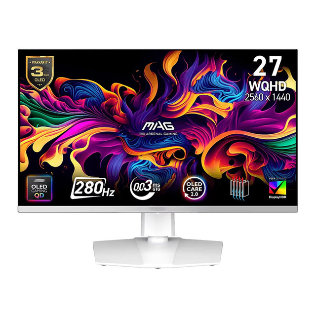 MAG272QPW QD-OLED X28 27inch QHD2K 1440P 280Hz FreeSync Premium Compatible 0.03ms HDR400 White OLED Gaming Computer Monitor