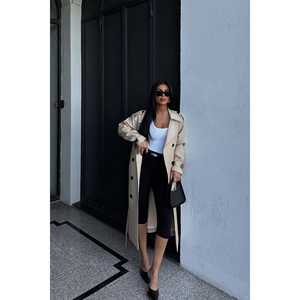 Manteau trench vintage pour femme Jamel Hosanna, simple boutonnage, en cuir d'imitation peau de serpent avec rembourrage en coton, imprimé hivernal décoratif - Product Image 1