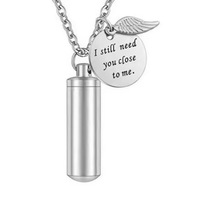 Pendentif Cylindre en Acier Inoxydable pour Cendres d'Animaux de Compagnie, Collier Commémoratif de Crémation pour Hommes et Femmes, Bijou Tendance, Vente en Gros