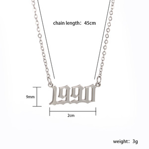 Nuevo Collar de Acero Inoxidable Digital con Número de <span class=keywords><strong>A</strong></span>ño de Nacimiento 1980~2022, Accesorios de Joyerí<span class=keywords><strong>a</strong></span> para Hombre y <span class=keywords><strong>Mujer</strong></span> - Product Image 3