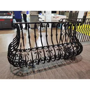 House Design Outdoor Wrought Iron Stair Design Terrace Deck Balcony Aluminum Rail Indoor Balcony Railing