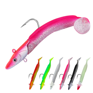 DN 12cm 23g Esca da <span class=keywords><strong>Pesca</strong></span> Anguilla di Sabbia Swimbait in Silicone <span class=keywords><strong>con</strong></span> Testa Piombata Coda a T in Plastica Morbida e Jig Head - Product Image 6