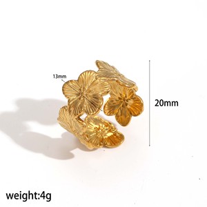 Flower Shape <b>Titanium</b> Steel <b>Ring</b> For Women Hollow Design Gift Jewelry Geometric Pattern TR4485 - Product Image 3