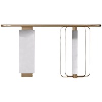 Table console murale moderne et multifonctionnelle en métal avec plateau en marbre, ultra-étroite, pour entrée, salon, hôtel, chambre à coucher