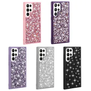 Luxury Bling Shockproof TPU PC Phone Case Shining Design PC TPU Cell Phone Back Cover For Samsung S23 Ultra