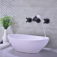 Robinet de salle de bain mural monocommande en laiton brossé, style contemporain moderne, avec cartouche en céramique