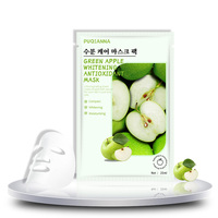 Masque facial de beauté pour le visage, hydratant en profondeur, blanchissant, à l'acide hyaluronique de sodium, à la pomme et au thé vert, fabriqué directement par PUQIANNA